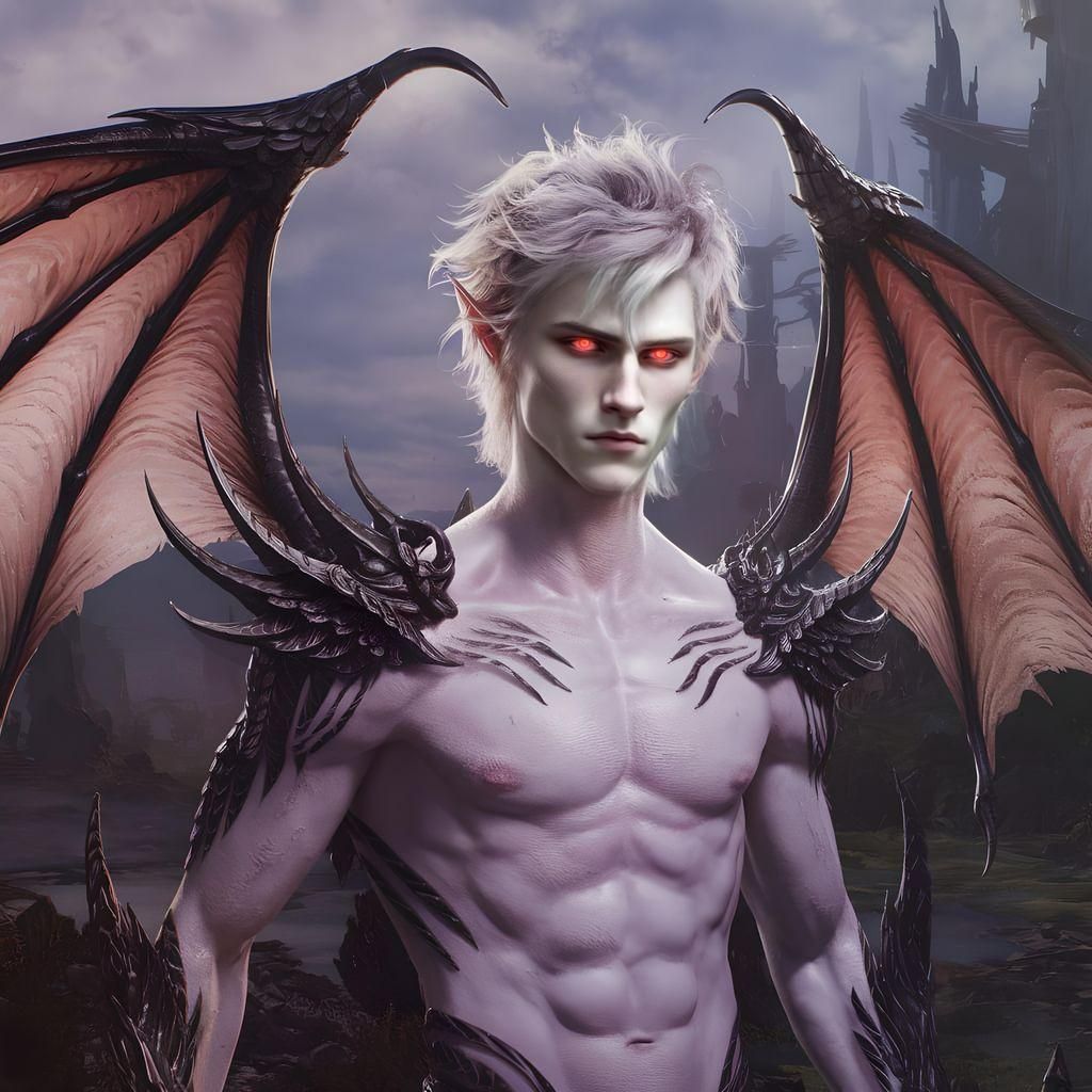 Ethereal Dragon-Human Hybrid in Mystical Landscape