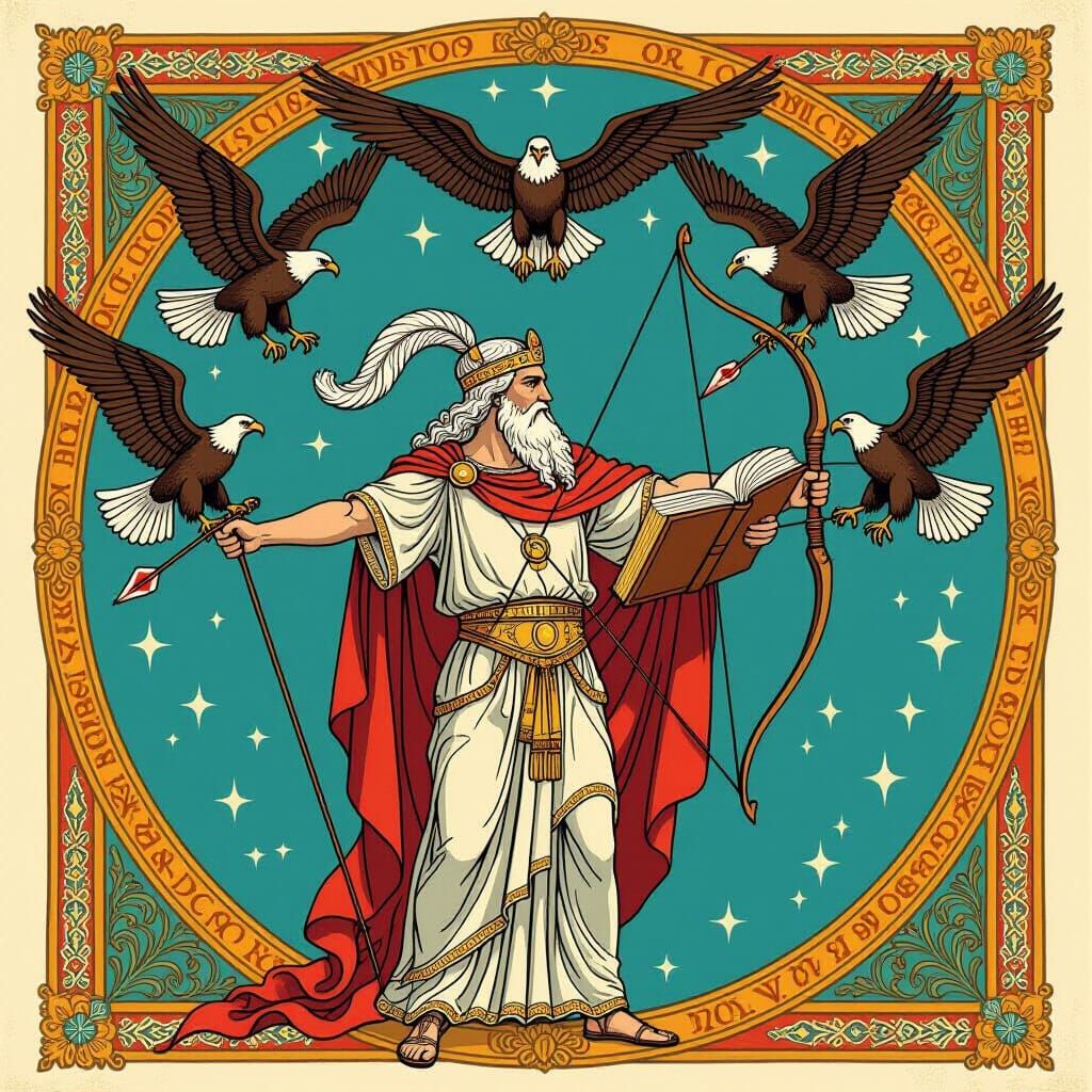 Hermes Trismegistus with Book of Mysteries, Threatened by Ea...