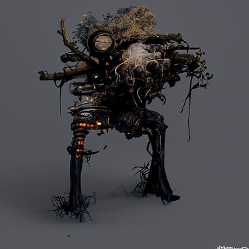 Dieselpunk Wooden War Walker in Biopunk Style