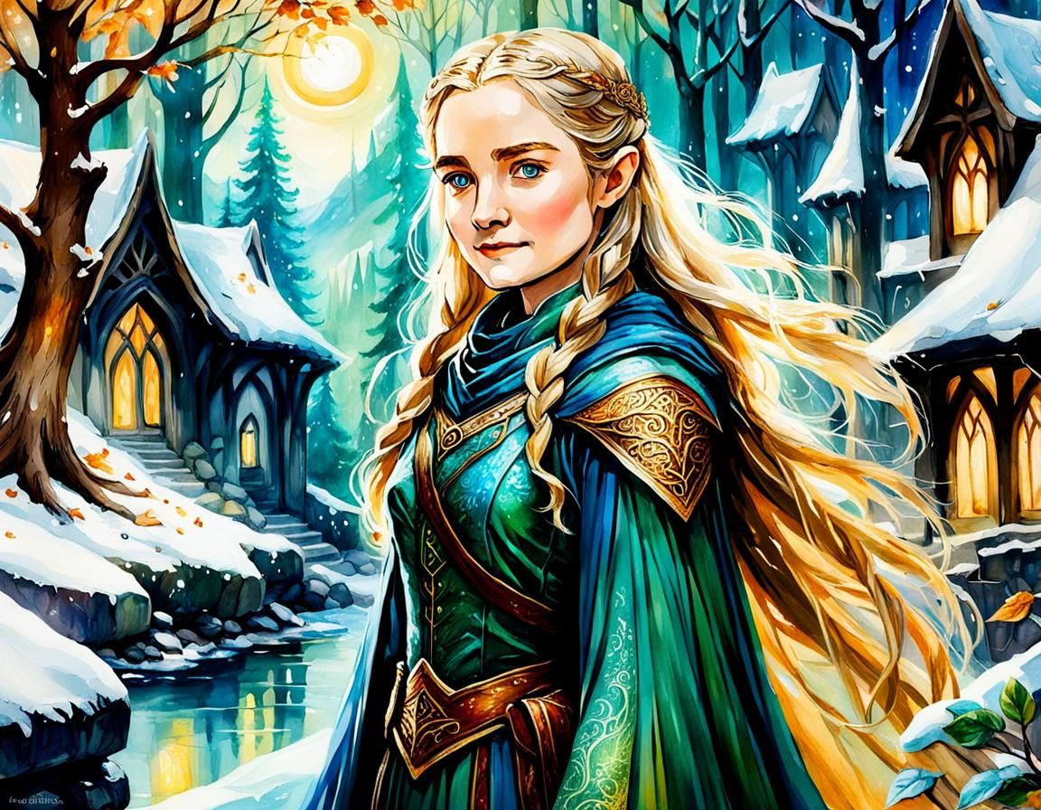 Eowyn Greets Elrond in Rivendell: Alcohol Ink Art