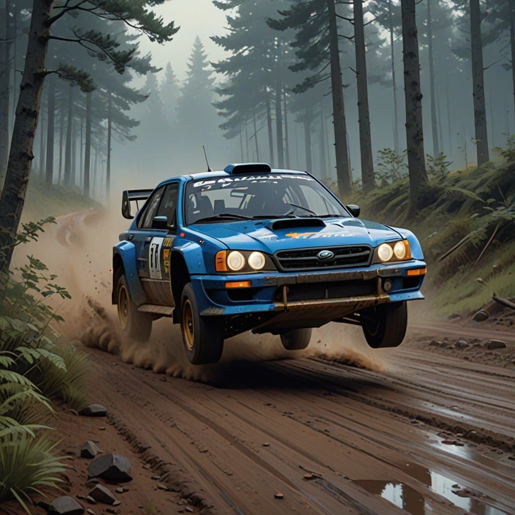 Rugged Dirt Rally Stage in Dramatic Drift