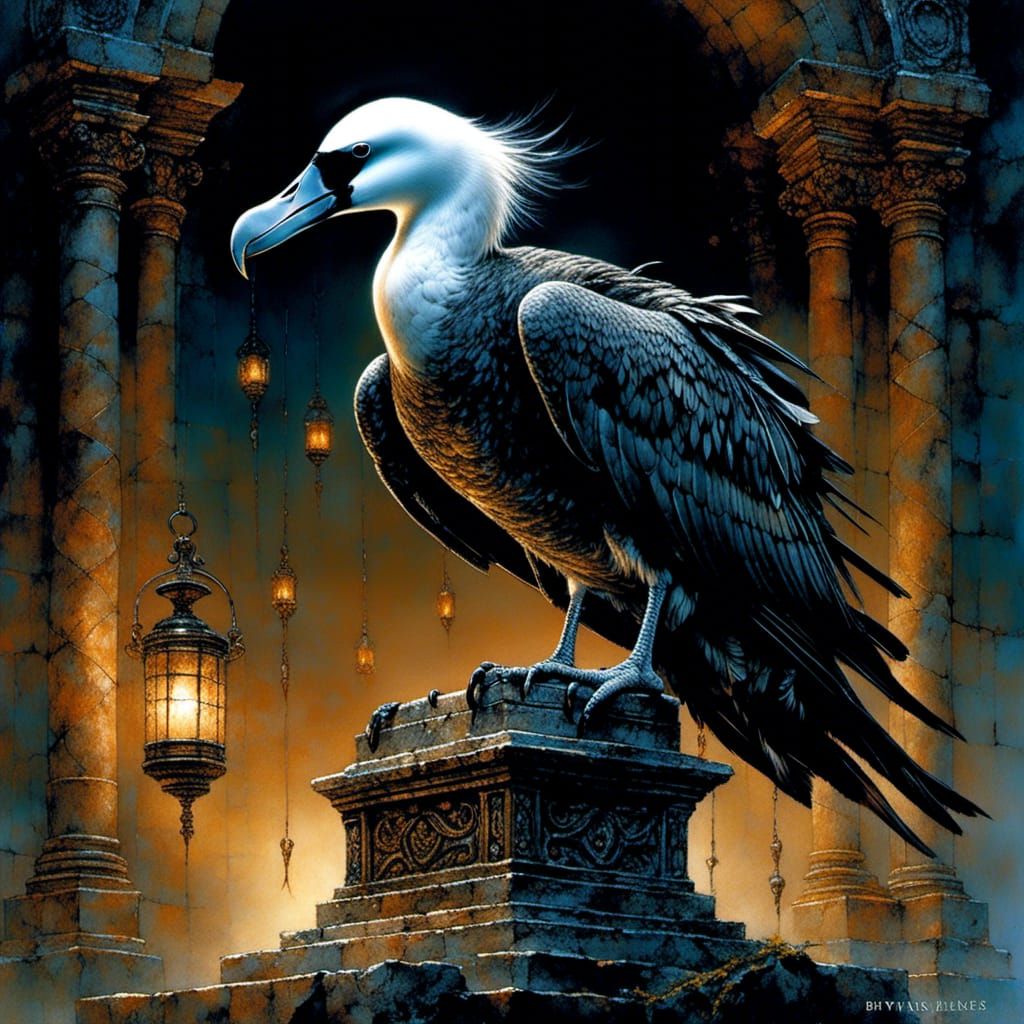 <lora:Seduction 2:1.0> Tattooed Albatross in the style of Lu...