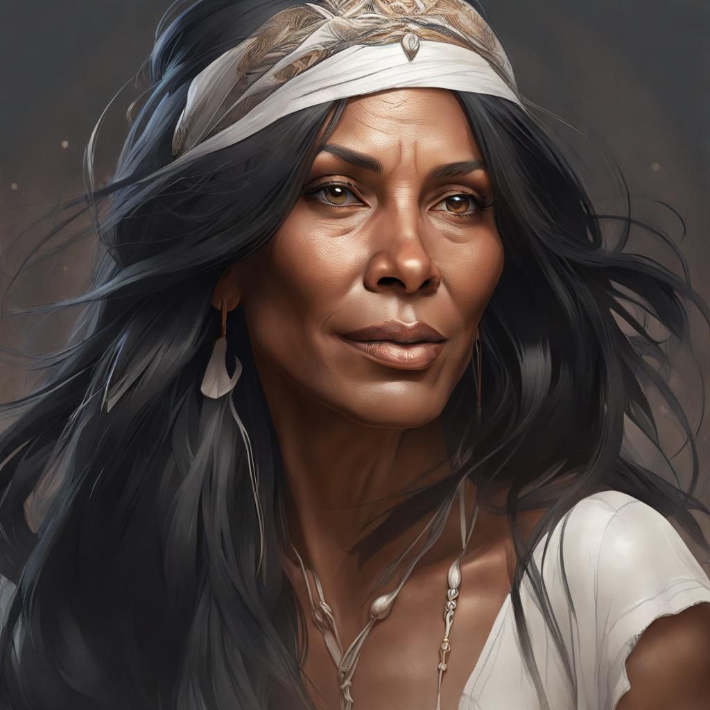 Portrait of Woman with Mole, Detailed Digital Art