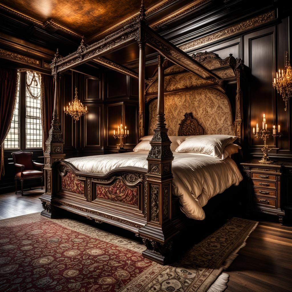 Modern Anne Boleyn's Luxurious Bed in Hyperrealism
