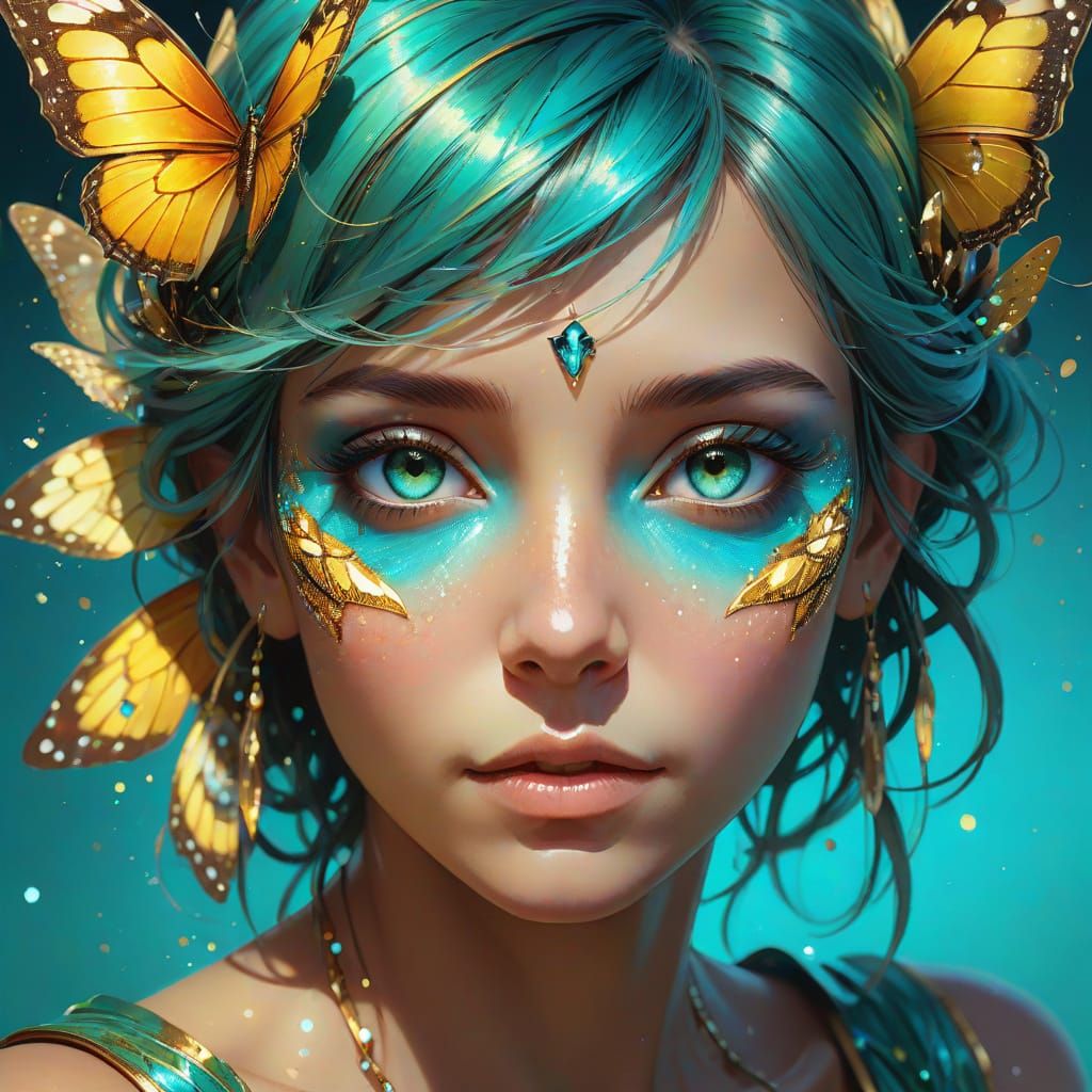 Stunning Eye Portrait with Butterfly Wings in Digital Art