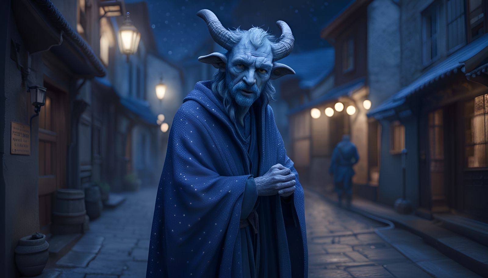 Wizard Satyr in Starry Cloak: Hyperdetailed Photorealistic A...