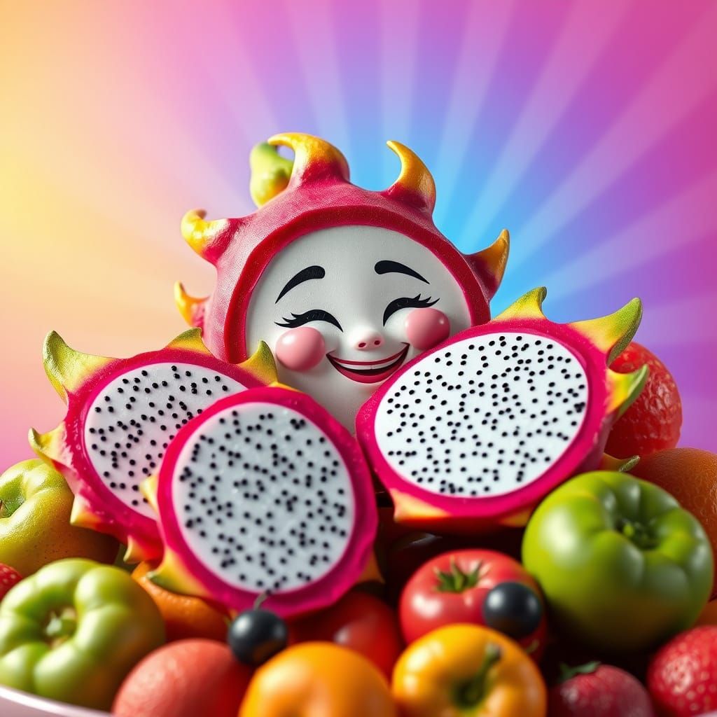 Vibrant 3D Fruit Bowl in Playful Pixar Style