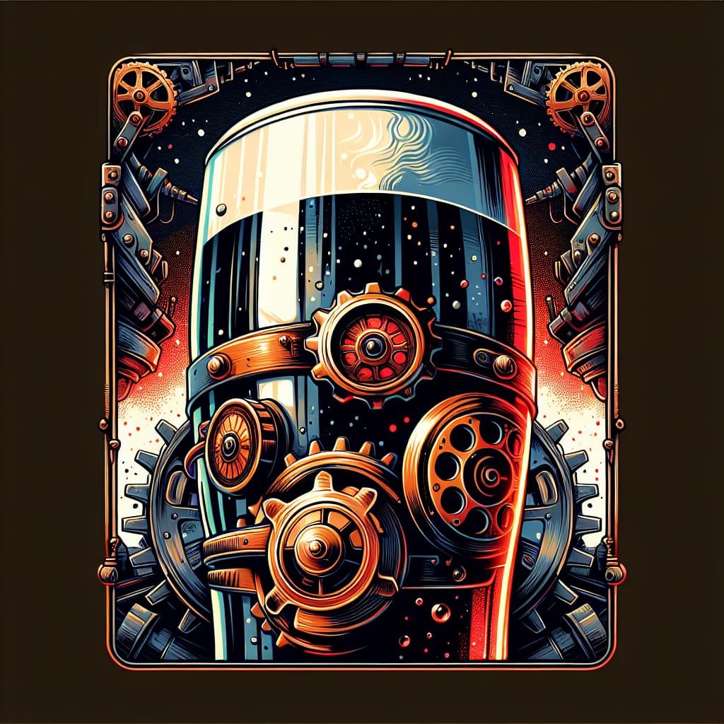 Steampunk Guinness Pint in Manga Anime Style