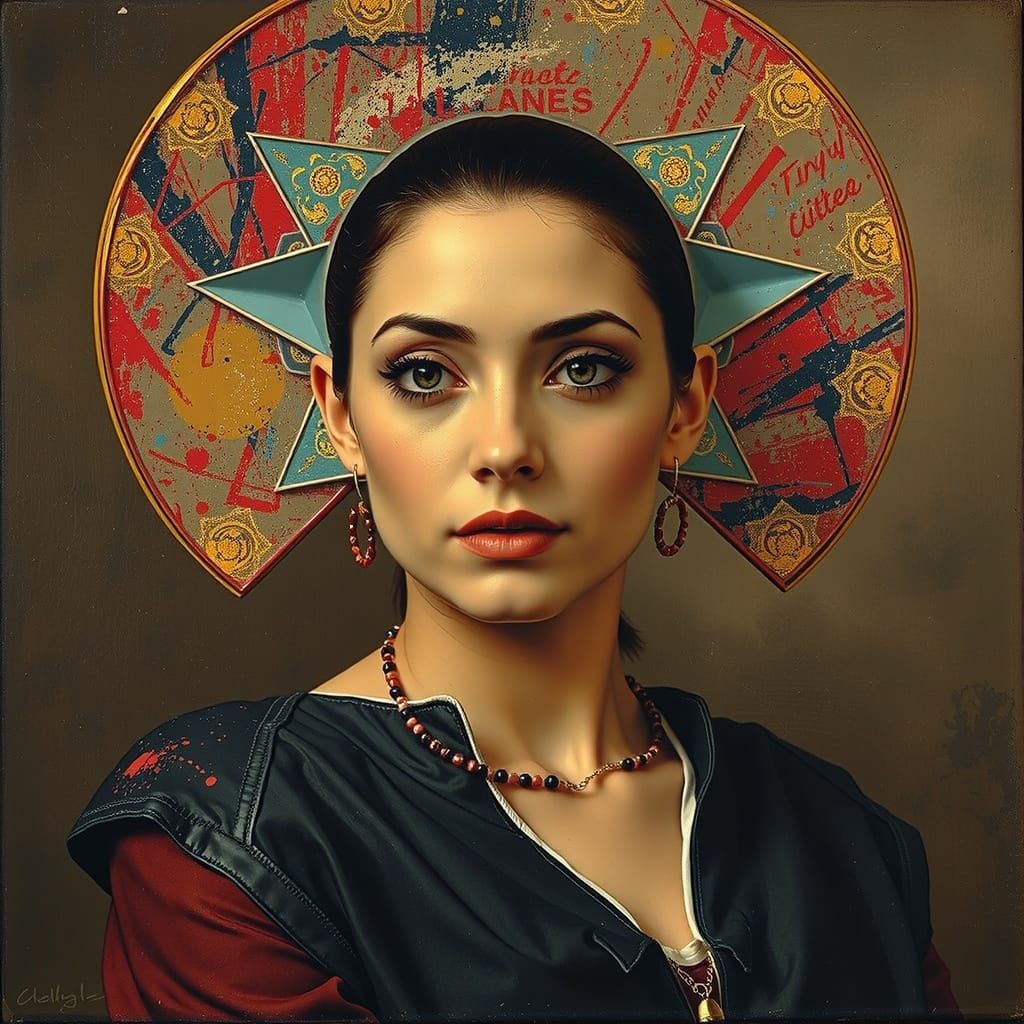 Abstract Woman Portrait in Kazimir Malevich Style