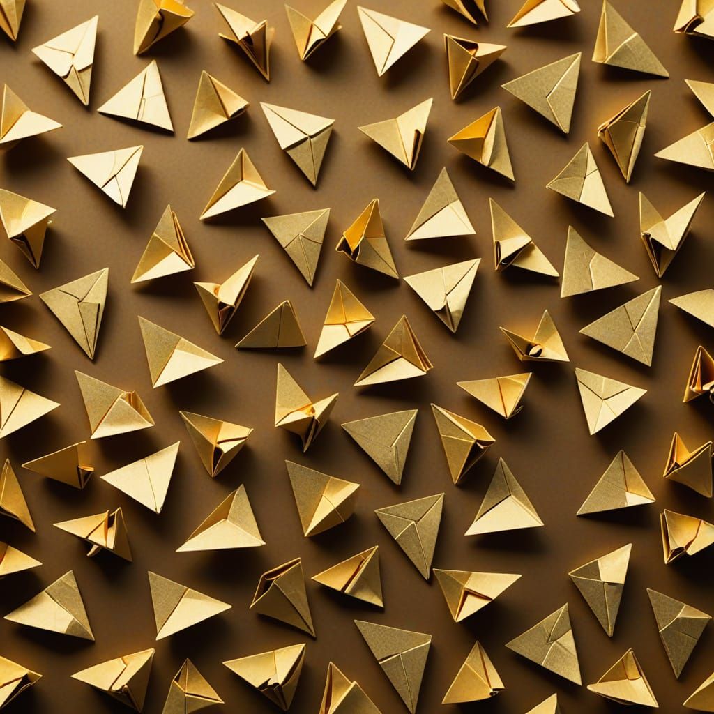 Sparkling Gold Origami Paper Folds