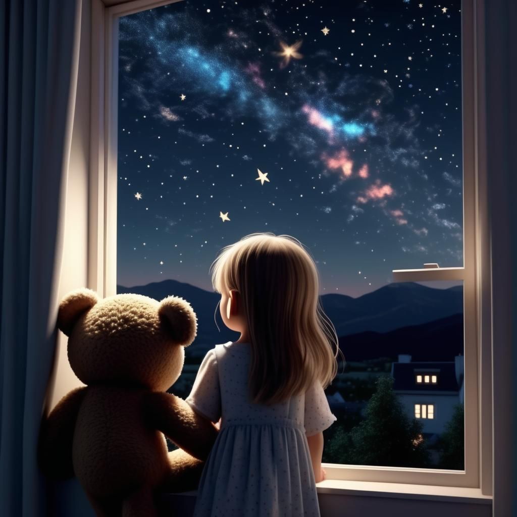 Girl Wishes on a Shooting Star