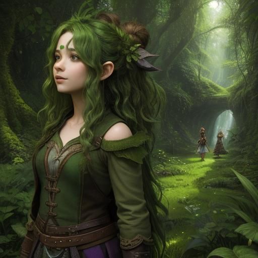 Whimsical Forest Halfling with Fairy, Fantasy Art