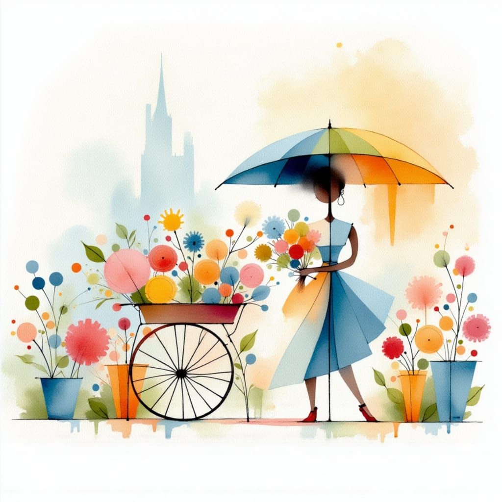 Emotional Flower Seller Portrait on Minimalist London Street