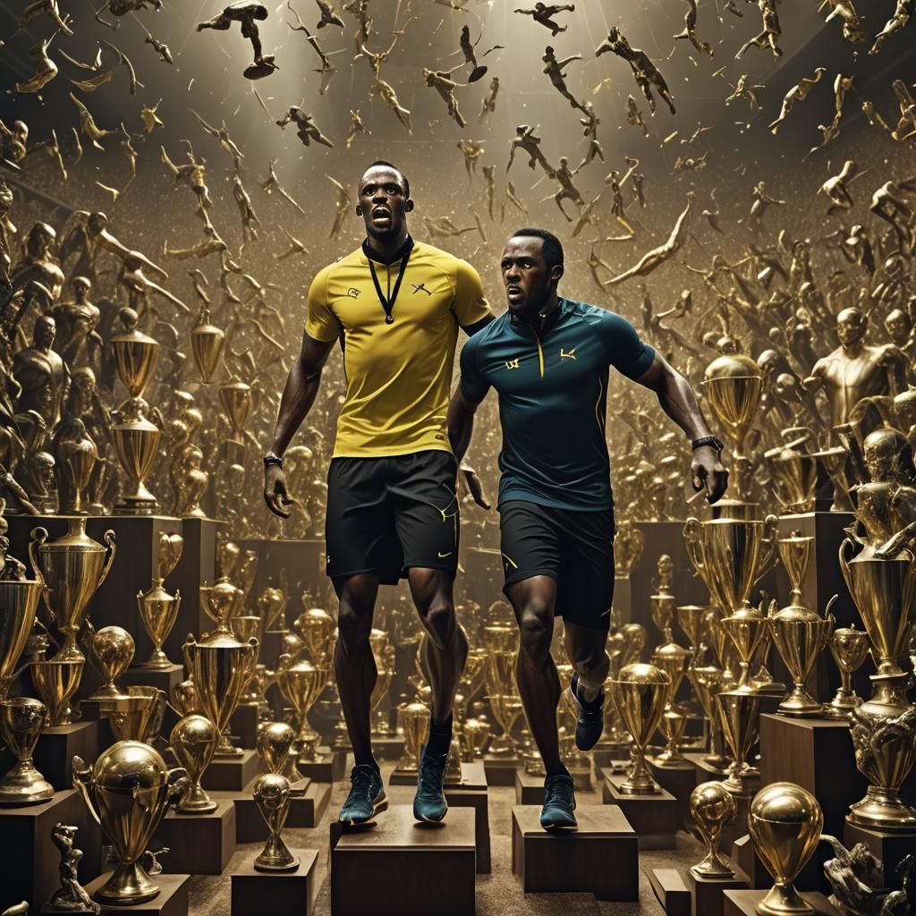 Usain Bolt's Triumphant Moment in Trophy Room