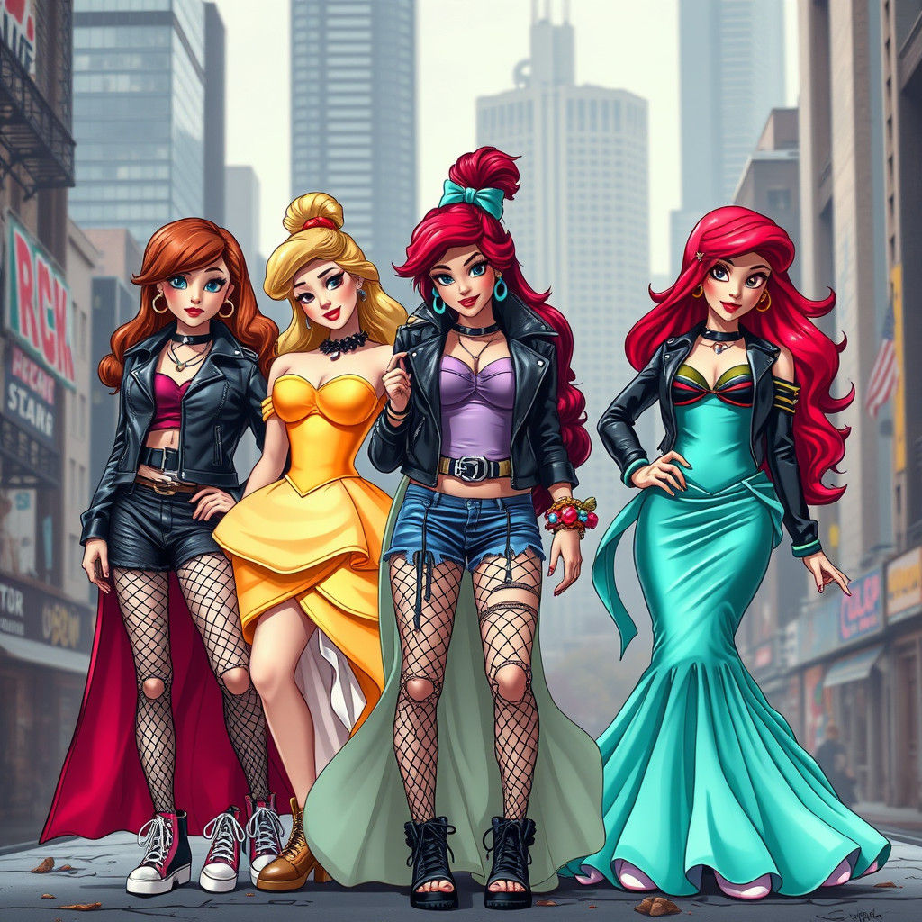 Disney Princesses Reimagined in Punk Rock Style