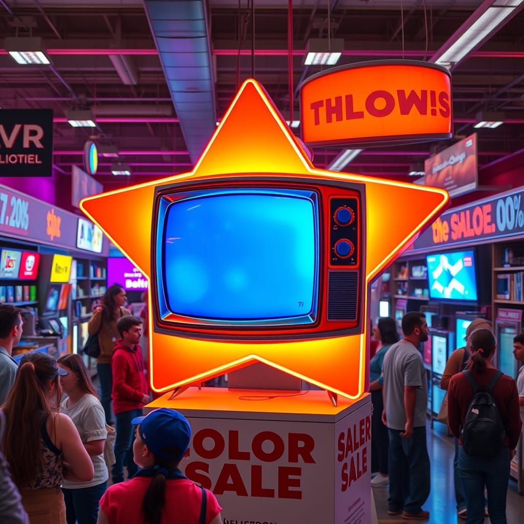 Retro-Futuristic Star-Shaped Color TV on Sale