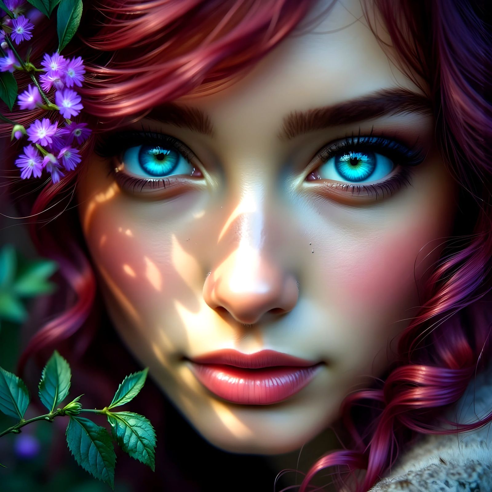 Hyperrealistic Portrait of a Young Woman with Vibrant Eyes