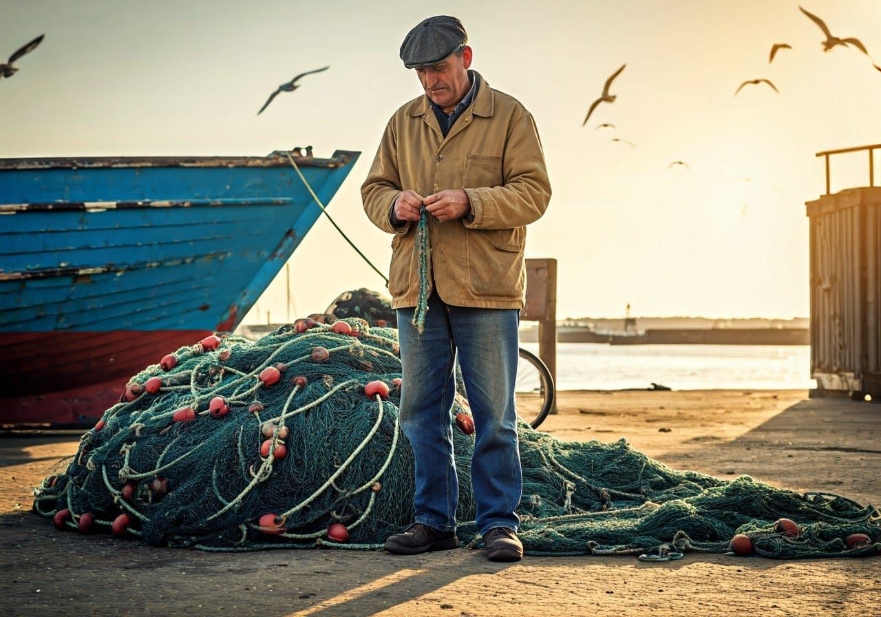 Rugged Maritime Worker in Vintage Attire