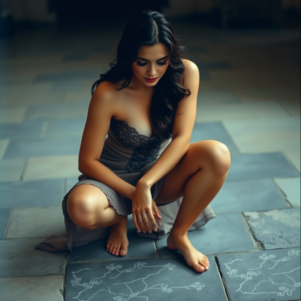 Voluptuous Woman in Revealing Dress, Cinematic Lighting