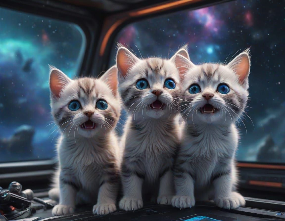 Cosmic Odyssey: A Dazzling Nebula and Frightened Feline Enco...