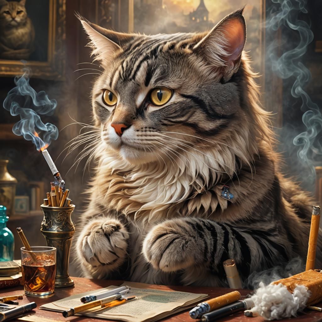 Cool Cat Reading Book in Smoky Ambiance