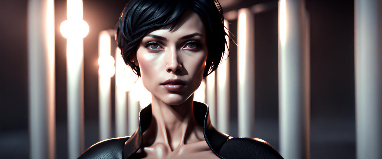 Dystopian Woman with Snake Tattoo, Detailed Artstation Desig...