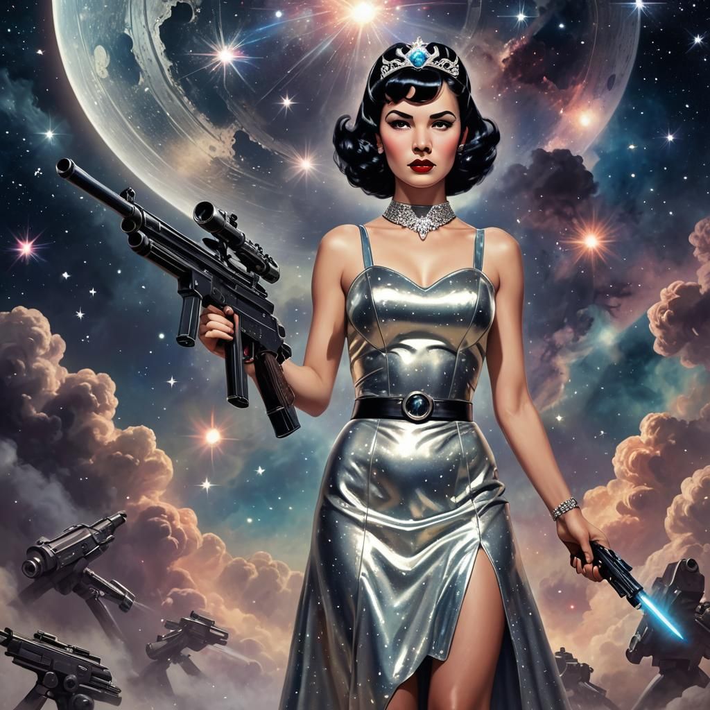 Retro Sci-Fi Princess with Laser Rifle