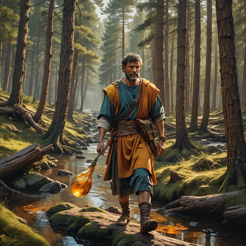 Photography A Roman merchant with a lump of amber walking th...