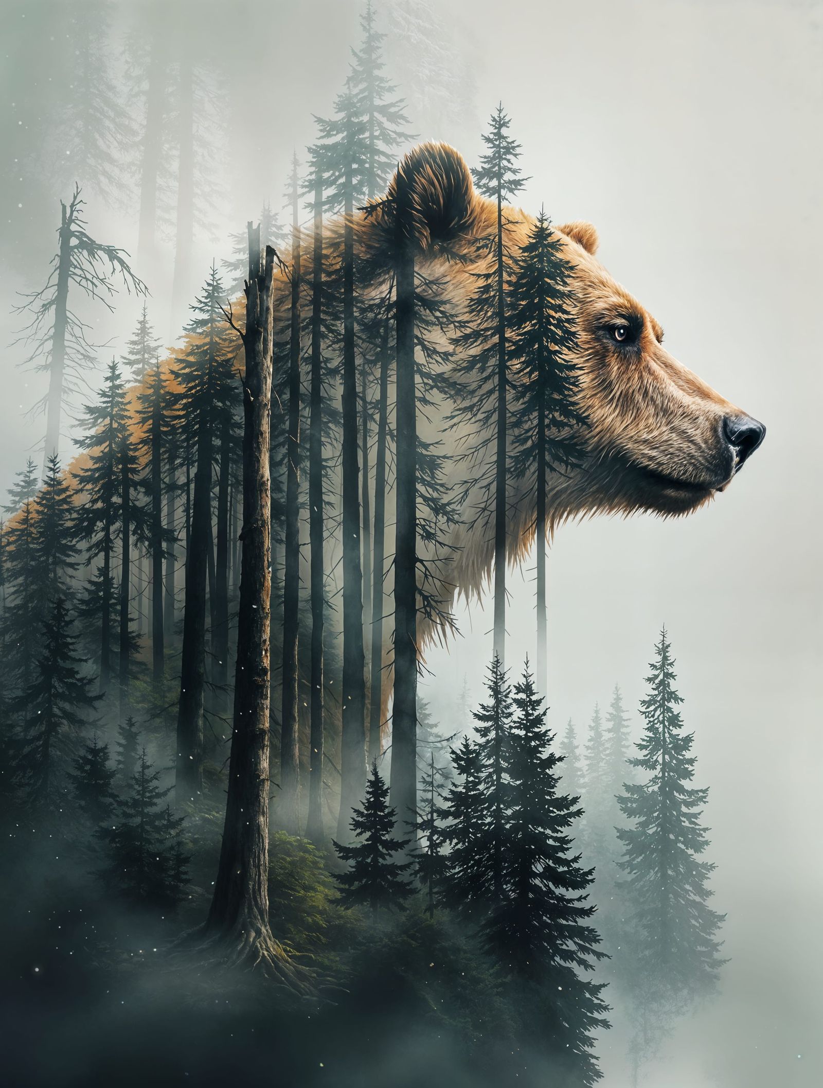Majestic Grizzly Bear Amidst Enchanted Forest