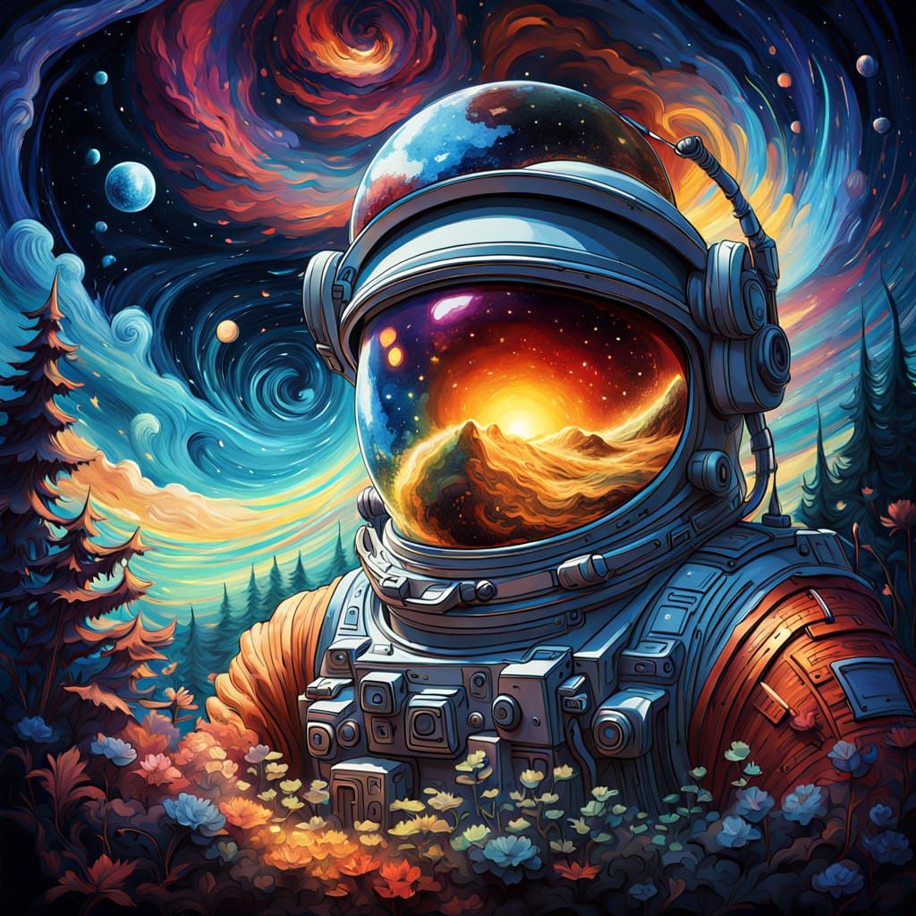 Colorful Spiral Galaxy in Space: Fairytale Illustration