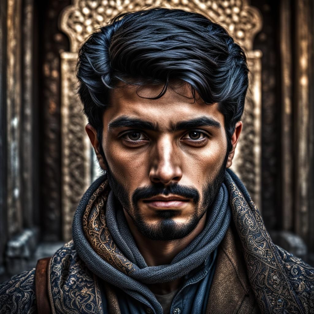 Hyperrealistic Portrait of an Iranian Boy