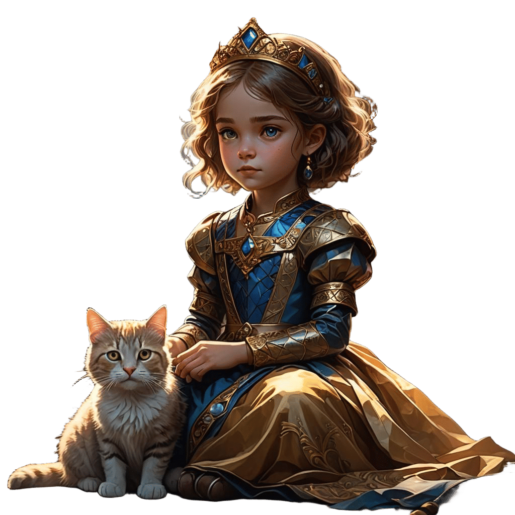 Princess with Cat: Detailed Matte Painting
