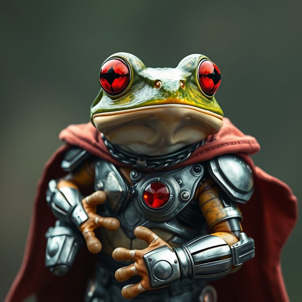 Victorian Cyborg Frog with Red Eyes