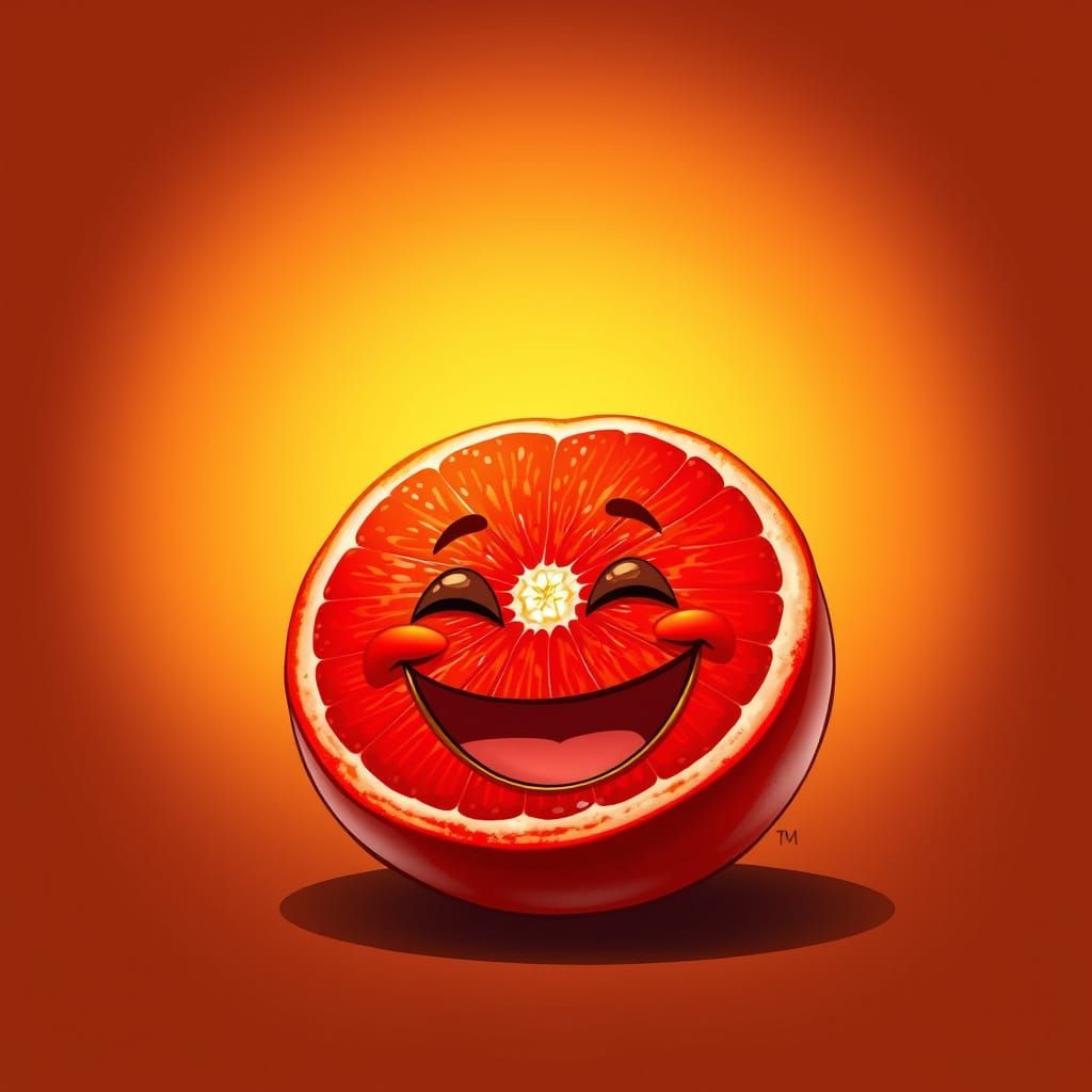 Vibrant Ruby Red Grapefruit with a Cheerful Smile