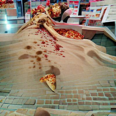 Photorealistic Pizza Slice with Skull Inside