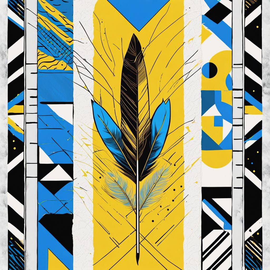 Pop Art Stone and Feather Friends in Bauhaus Style