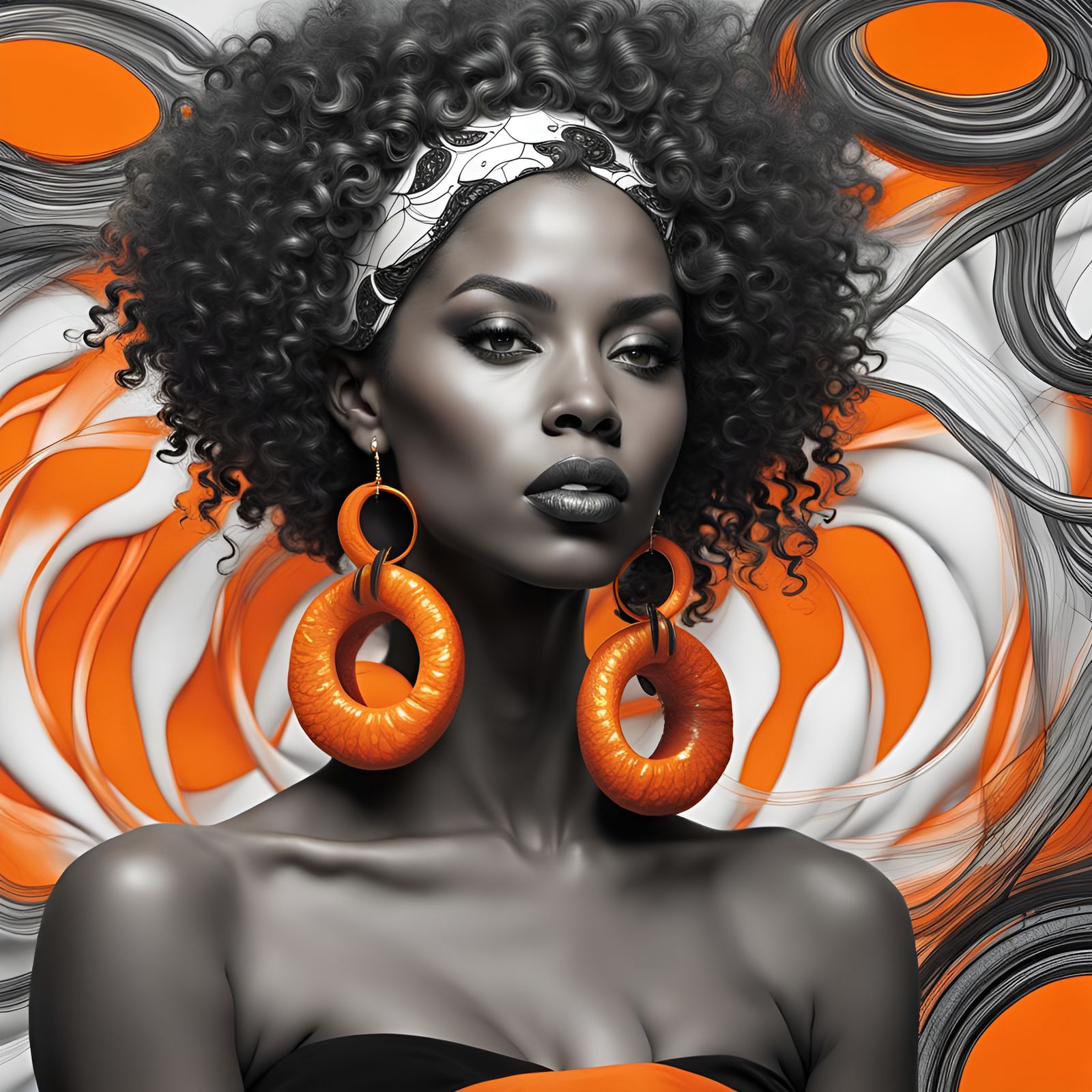 Striking Portrait with Neon Accents in Black and White