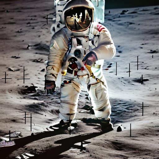 Armstrong's First Moonwalk: Hyperdetailed Cinematic Photo