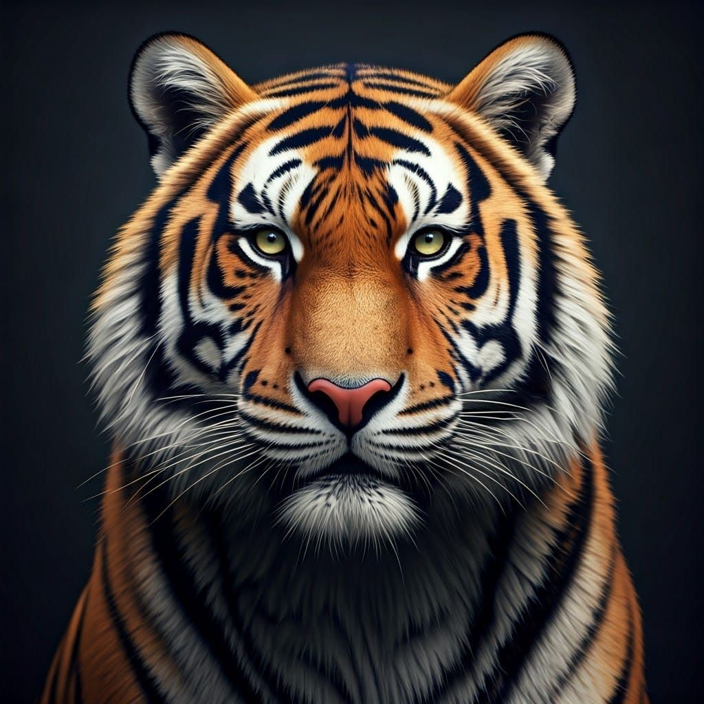 Detailed Tiger Matte Painting in Deep Color