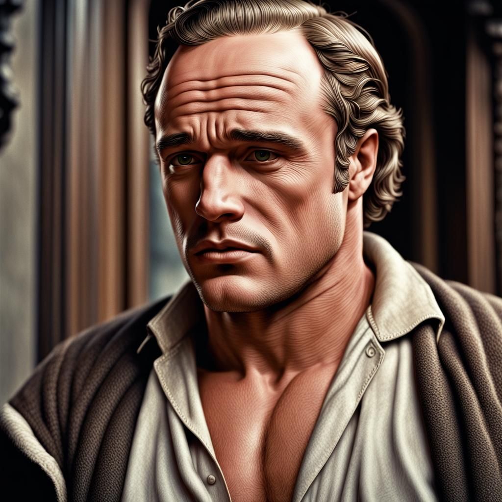 Hyperrealistic Portrait of Marlon Brando in Sharp Focus