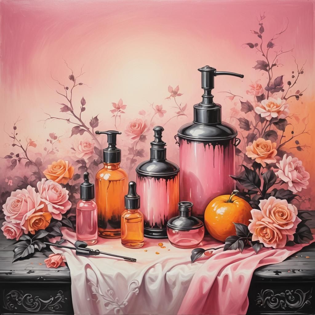 Romantic Vintage Backdrop in Airbrush Oil Painting Style