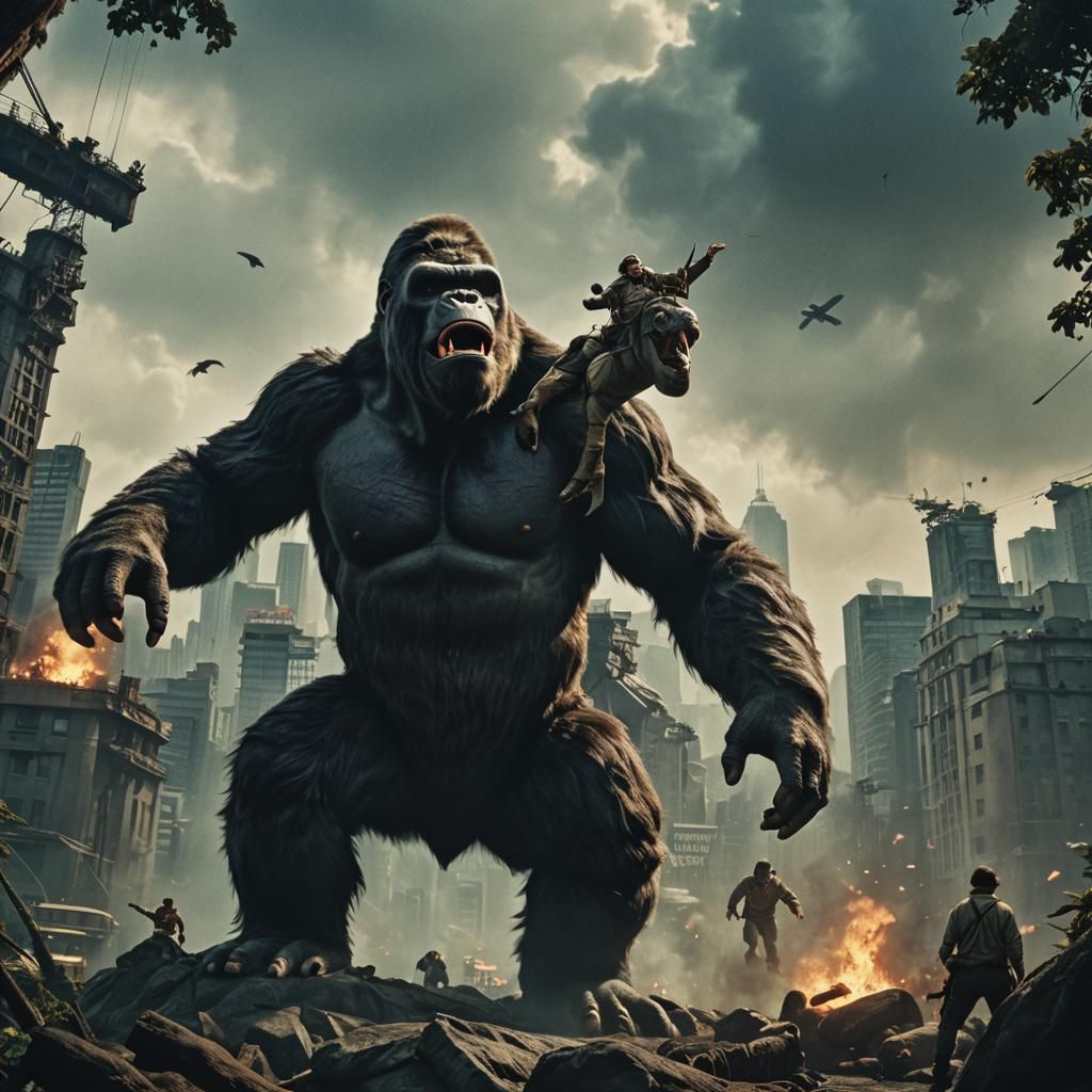 Dramatic King Kong Cinematic Film Still