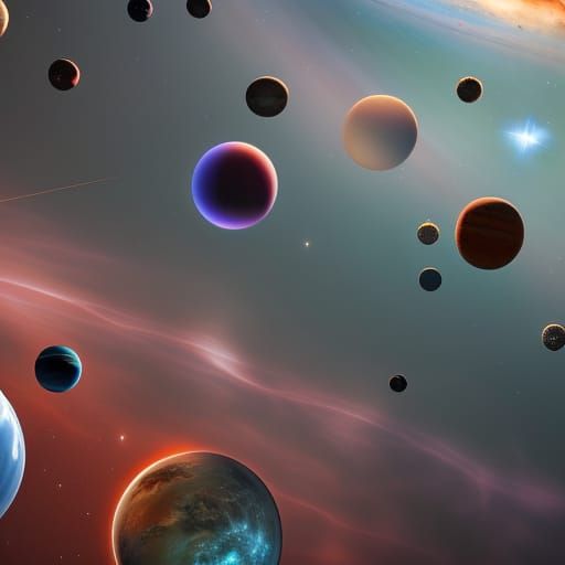 Cosmic Nebula and Planets in Deep Color