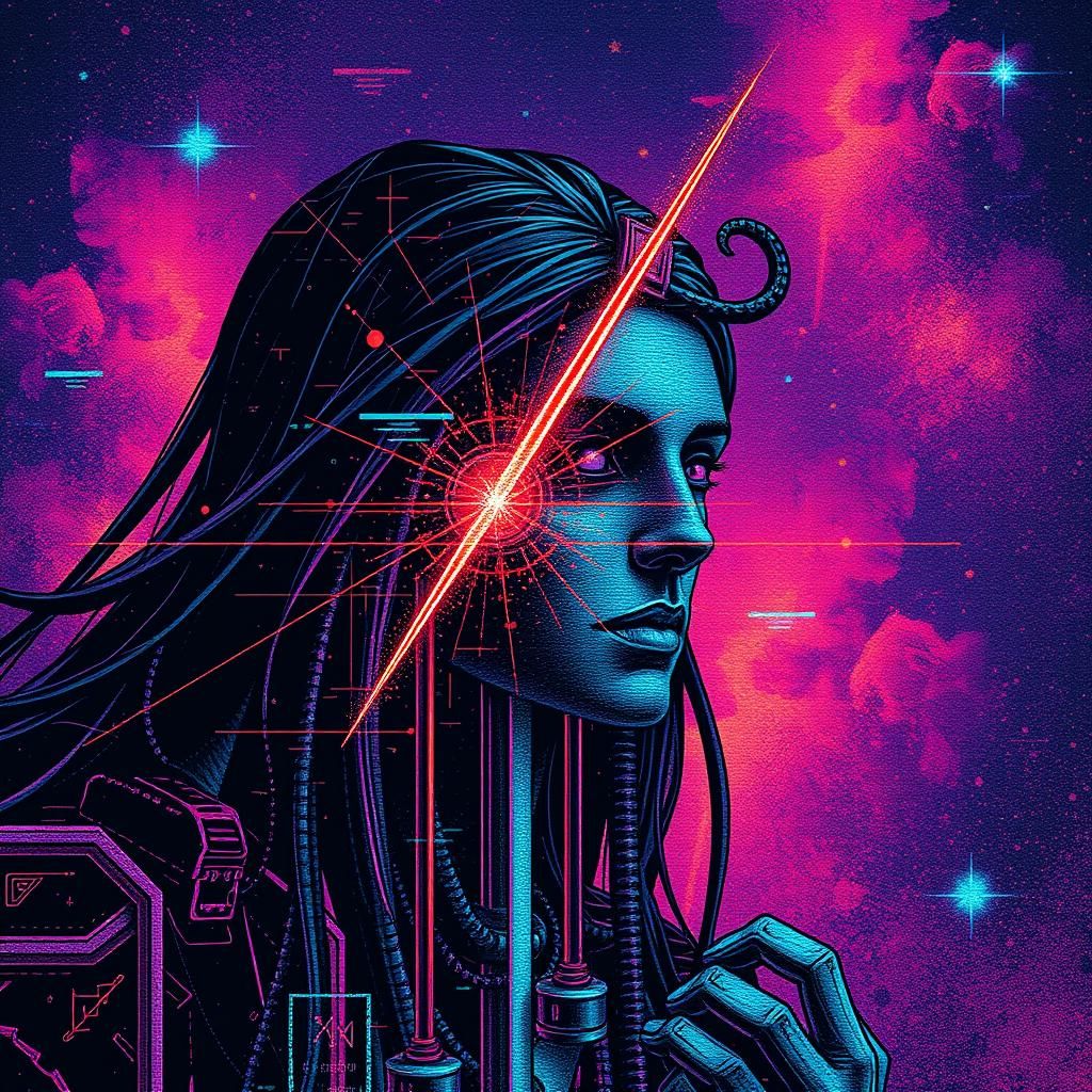 Abstract Constellation with Glitch Effects