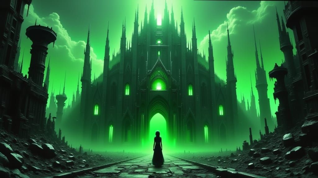 Colossal Exoplanet Church in Emerald Light