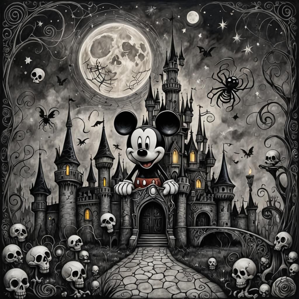 Gothic Mickey Mouse in Burton Style at Disneyland
