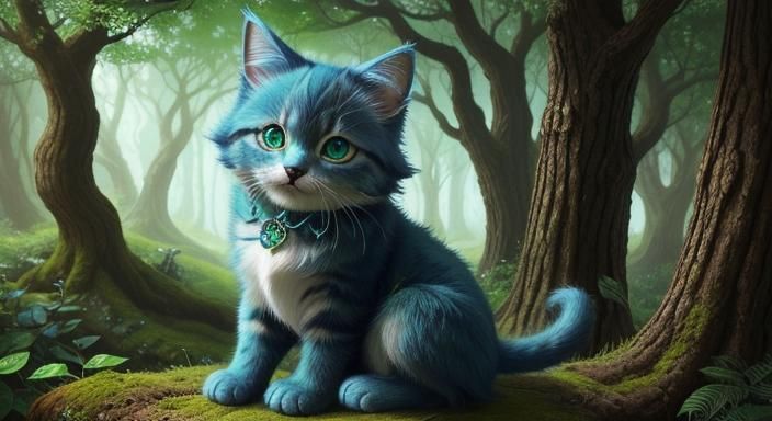 Enchanting Furry Creature with Big Eyes in Fantasy Setting