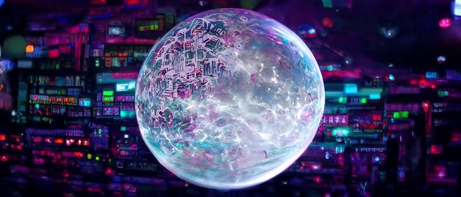 Cyberpunk Moon Landscape in Cosmic Style