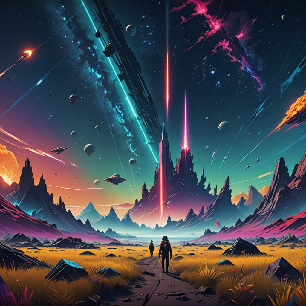 Ethereal Armies Clash in a Starry Expanse