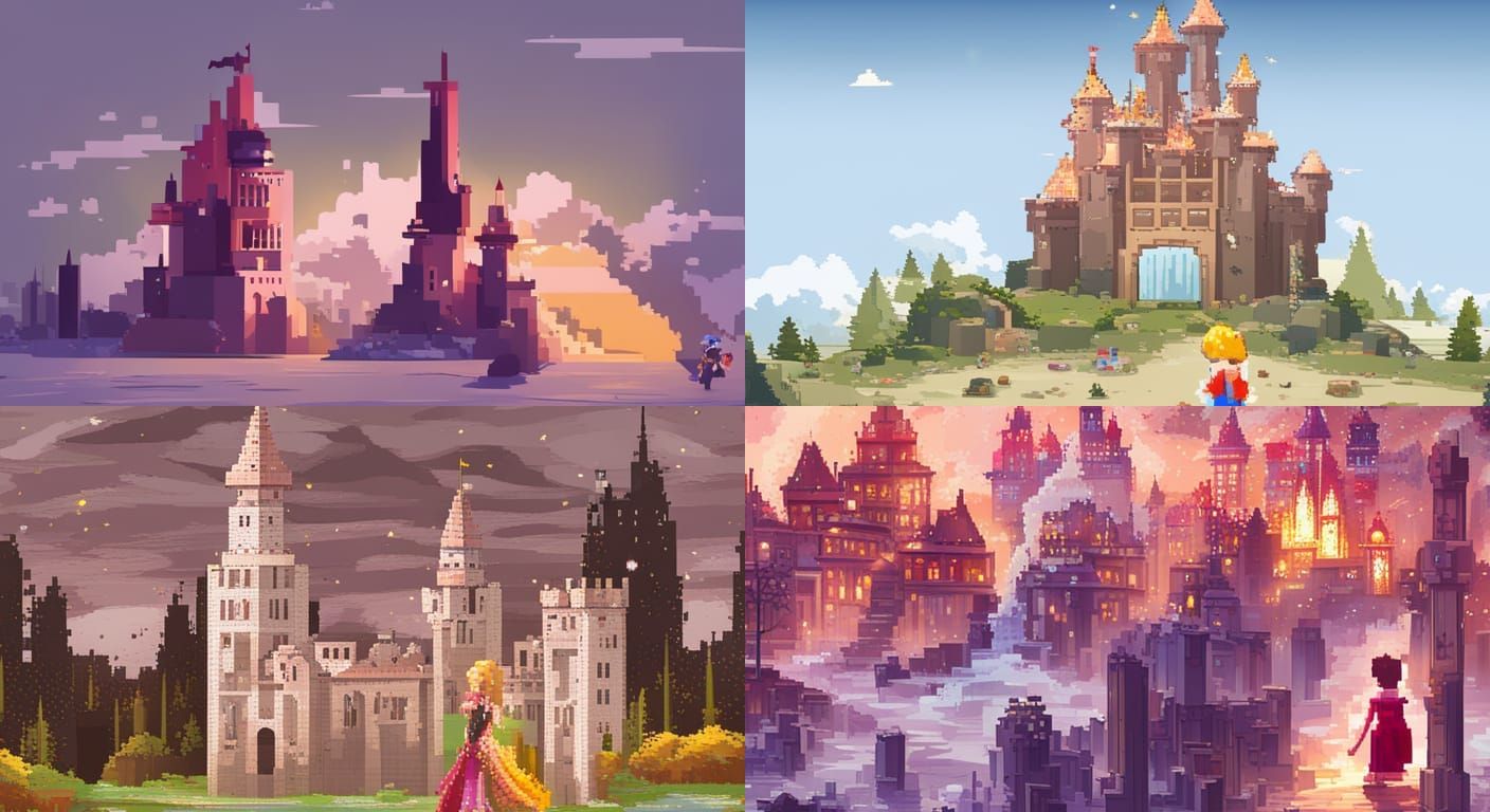 Pixelated Princess in 2D Pixel Castle